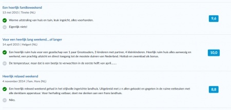 reviews voor een accommodatie